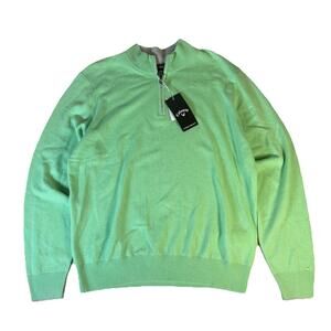 Callaway 1/4 Zip Sweater Men’s Large Green 100% Cashmere Pullover Elyte NEW